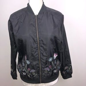 Love Fire Light Weight Embroidery flowers Jacket L